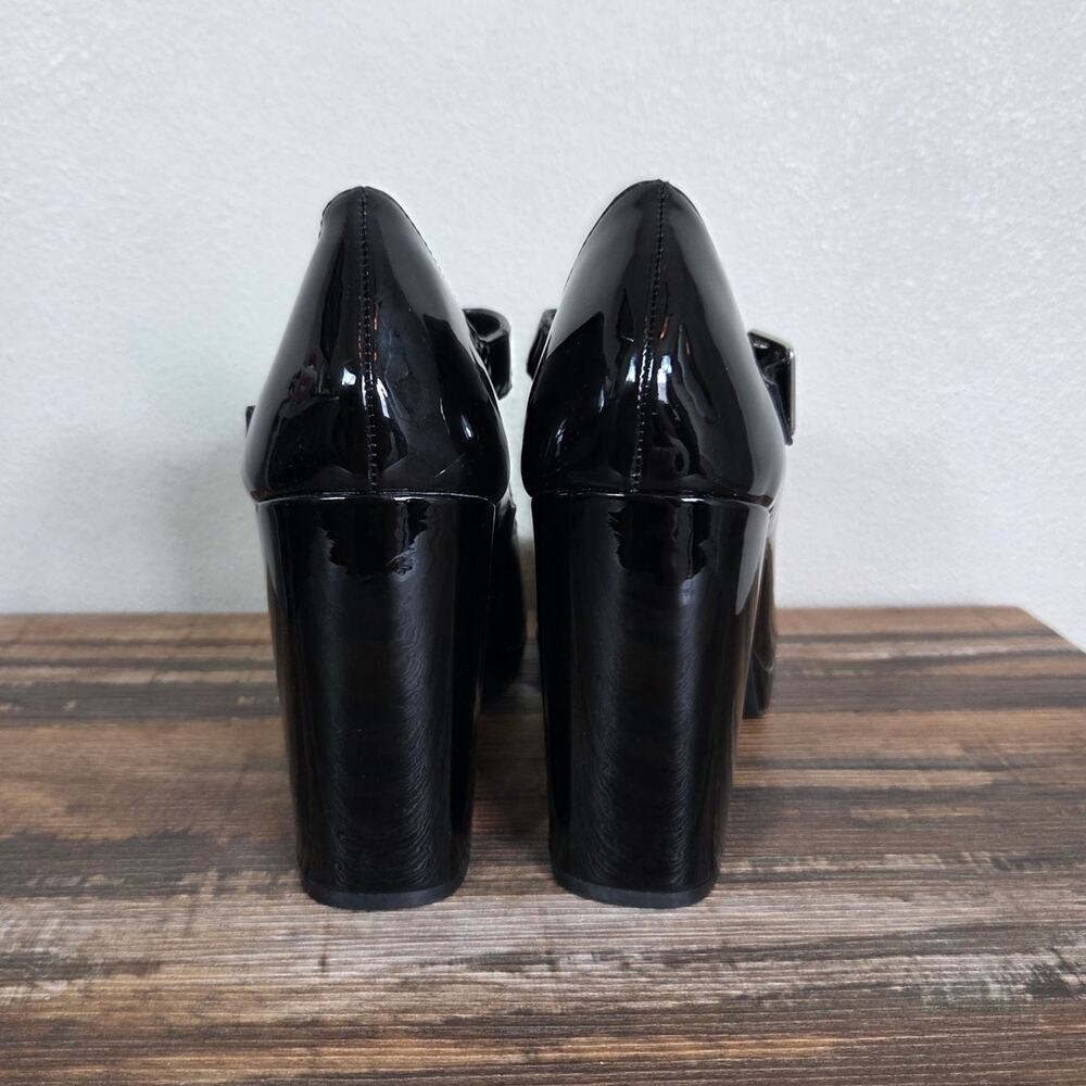 Madden Girl Patent Black Chunky Platform Mary Jane Heels Size 8.5 - Picture 5 of 9